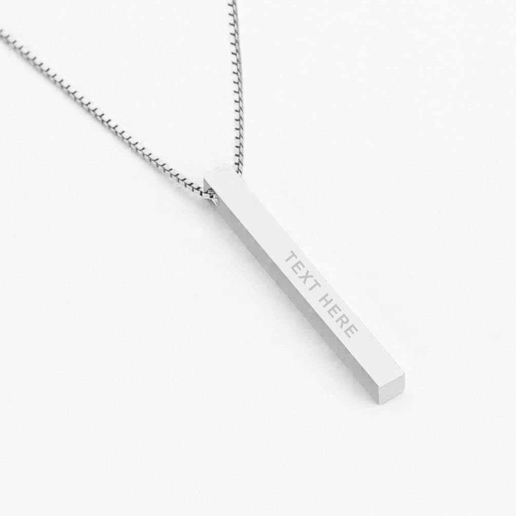 JEWEE DIAMOND Personalized 14K Gold 3D Name Necklace with Box Chain | Custom Engraved Family Name & Dates Bar Pendant | Unique Gift for Women, Men, & Couples