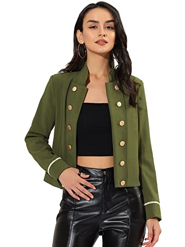 Allegra K Women's Vintage Steampunk Jacket Halloween Cropped Open Front Button Decor Jacket