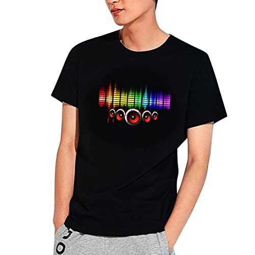 Camisa turquesa para hombre, camiseta de fiesta con luces LED