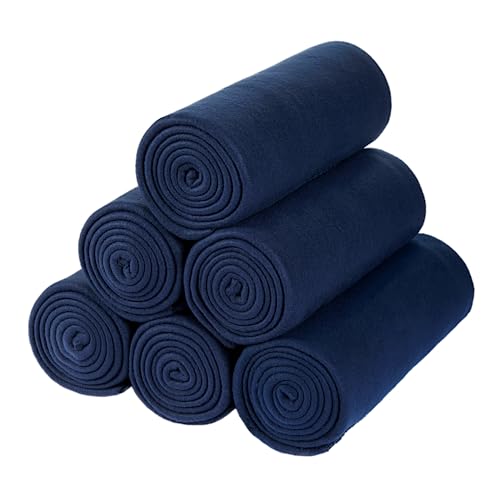 CAI TENG Fleece Throw Blankets Lightweight Warm Soft Kids Blanket Cozy Pet-Friendly Bulk Fleece Blanket Solid for Home, Bed, Sofa, Dorm, Office, Gifts, Outdoor (Navy, Pack of 6-50 x 60 inch)