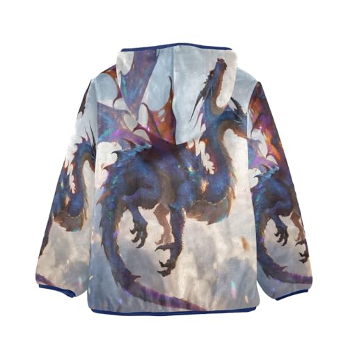 Dragon with Vibrant Colors Flying Toddler Fleece Jacket Girl Boys Hooded Fleece Jacket Coat Warm Outwear Zip-up 3-10T2