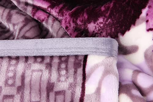 Dada Bedding Orchid Blossoms Soft Cozy Plush Luxe Shades Of Purple Flannel Fleece Throw Blanket - Floral Leaves Solid Striped Multi Purple Lavender Print - 63" X 90" #TOP4