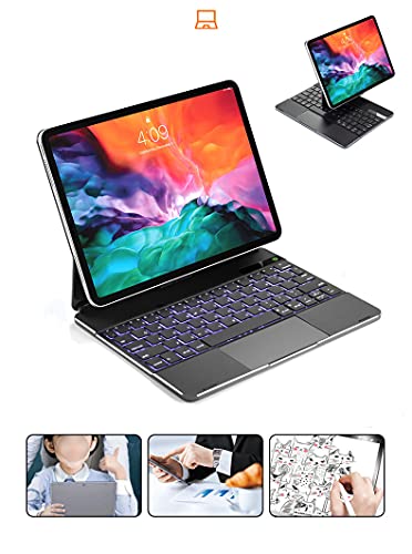 Capa giratória de 360° para iPad Pro de 12,9 polegadas com teclado e touchpad - retroiluminado - Des