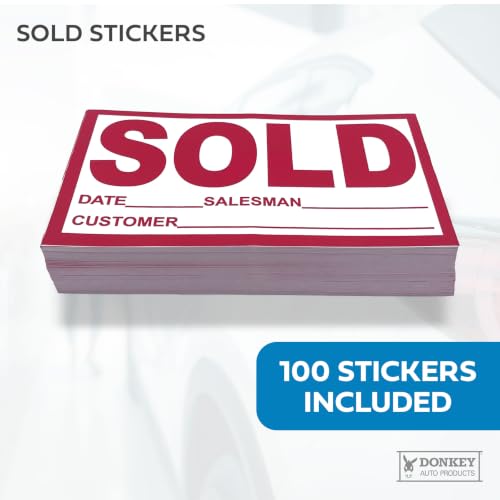 Image of Sold Stickers - Red (100 per Pack) - Vehicle Sales Success Vinyl Sticker - Dealership Standard (Pack of 3)