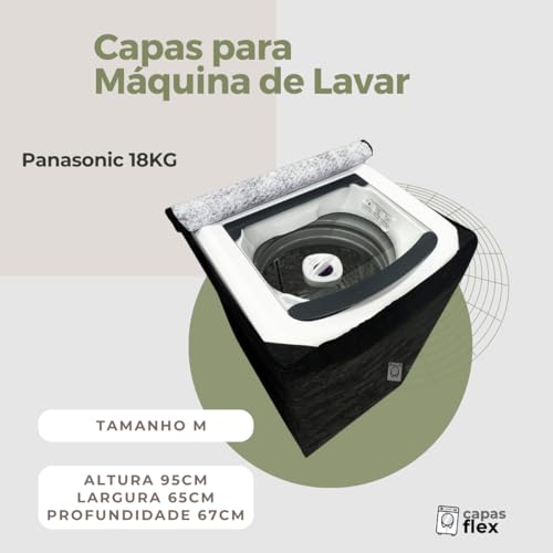 CAPA PARA MÁQUINA DE LAVAR PANASONIC 18KG IMPERMEÁVEL FLEX (Preto)
