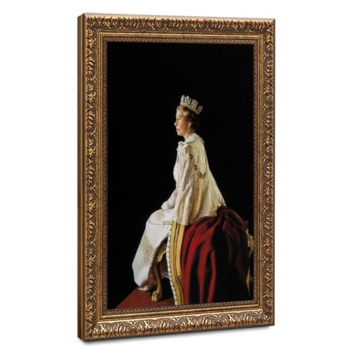 Impression toile Reine Elizabeth II - Cadre suspendu facile pour mur de bureau vide