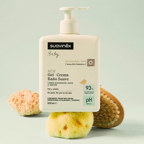 Miniatura 2 de Suavinex, Gel - Crema Baño Suave Para Bebés, Champú Para Piel Y Cabello, Sin Jabón, Apto Pieles Sensibles Y Recién Nacidos, No Pica En Los Ojos, 93 Ingredientes Origen Natural, Con Prebiótico, 500 Ml