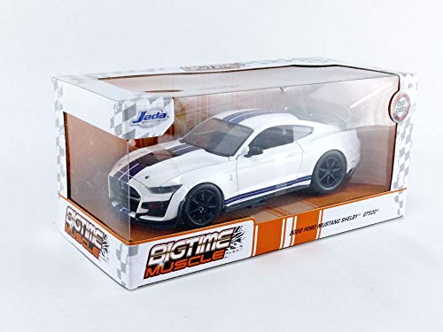 Jada Toys Bigtime Muscle 1:24 2020 Ford Mustang Shelby Gt500 Die-Cast Car Blue White Stripes, Toys For Kids And Adults #TOP5