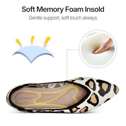 Image of ATHMILE Pointed Toe Flats for Women Comfortable Knit Ballet Flats Shoes | Slip-on Lightweight Dressy Work Shoes Machine Washable Womens Flats for Work Office Business Casual Wedding