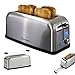 Produktbild Sommertal Toaster ST1500 XXL, 4 Scheiben mit Brötchenaufsatz, Display mit Timer und Restlaufanzeige, Langschlitztoaster Restlaufzeit, Retro Design Langschlitz Edelstahl 1500W
