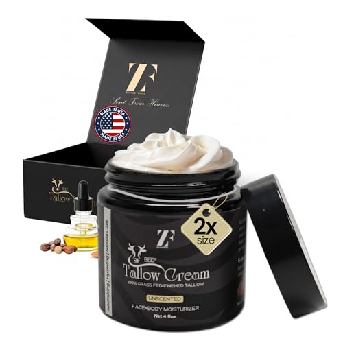 Gabriah Health Beef Tallow Face & Body Cream – Halal, 100% Grass-Fed Cow Tallow with Manuka Honey, Shea Butter, Vitamin E, Collagen & Peptides – Deep Moisturizing Skin Cream Net Wt. 4 oz (113 g)