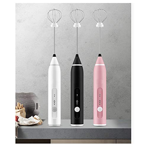 USB Ricaricabile Frullatore Montalatte Miscelatore Elettrico Portatile Schiuma Maker Frusta Inossidabile 3 velocità (Nero)