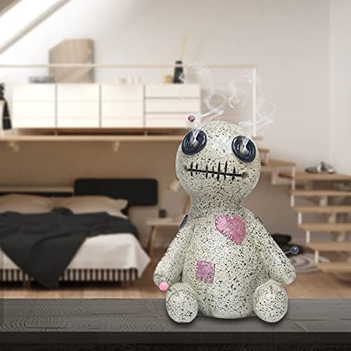 Voodoo Doll Incense Burner,4" Resin Backflow Incense Holders with 60PCS Wonderful Smelling Cones Resin Statues Ornament Handmade Craft for Yoga Office Home Decor