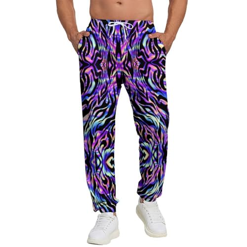 PIANHAUE Pantalons de jogging pour hommes avec poches Neon Texture Large