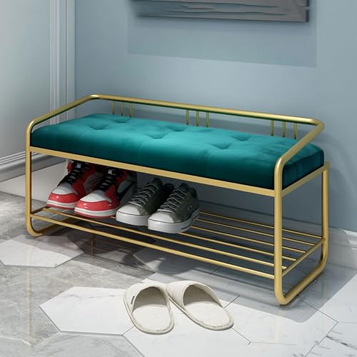 Banc de lit en velours chic pour optimiser votre dressing