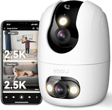 Imou 4K(4MP+4MP) Telecamera WiFi Interno Doppio Obiettivo, Videocamera Sorveglianza con One-Touch Chiamata, Rilevamento AI Umano/Animali, Visione Notturna a Colori, Modalità Privata, Supporta 2,4/5GHz