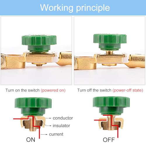 Gentpovth 2 piezas Interruptor de Desconexión de Batería 12V/24V, Enlace Interruptor Aislador, Batería de Coche Aleación de Zinc Desconectador de Bateria, para Cabezal de Batería de 15-17 mm - imagen 6