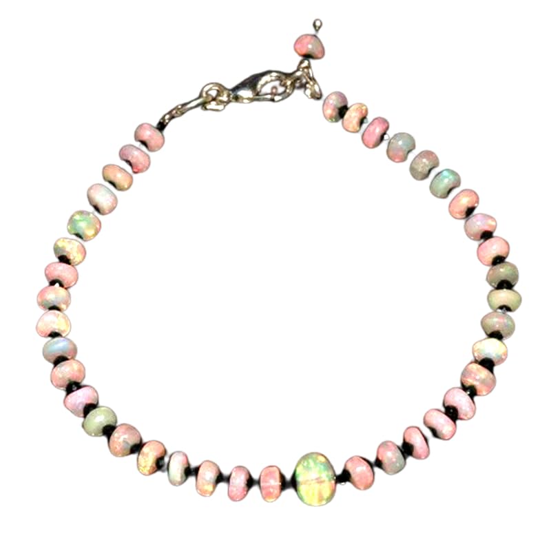 Pulsera de ópalo de fuego etíope multicolor, el regalo perfecto unisex de cuentas de 3,5 mm