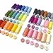 Renashed 72Pcs Bobbins Sewing Threads Kit, 36 Colors Spools 360Yards per Polyester Thread, 36 Colors Prewound Bobbin with Case for Hand Machine Sewing