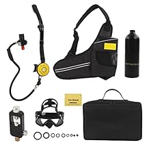 plplaaoo DIDEEP 1L Mini Scuba Diving Tank Kit Pressure Relief Valve Underwater Breathing Gear with Diving Goggles Strap Bag Refill Adapter for Professional Amateur Divers