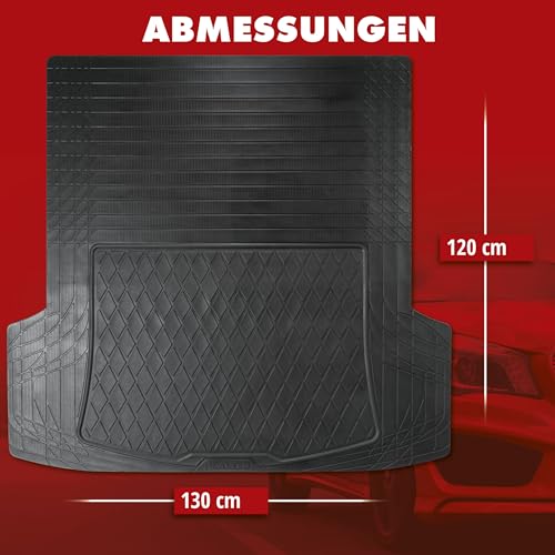 Walser Kofferraummatte Safeguard, Größe L 130 x 120 cm, universal zuschneidbare Gummimatte, universeller Kofferraumschutz, Antirutschmatte