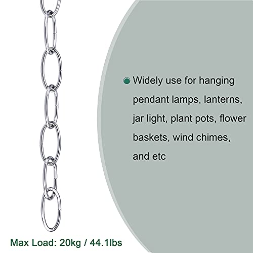 Image of MECCANIXITY Pendant Light Fixture Chain, 3.2mm Thick 1m Long Chandelier Hanging Links, Iron Electroplated Silver Tone, Pack of 2