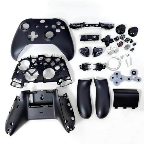 Image of Hzxkqmil Replacement Full Housing Shell Kit for Xbox One X /S Controller | DIY Faceplate Case Front Cover Back Shell Middle Frame Side Rails Buttons Accessories for Xbox One S /X Controller 1708, Black