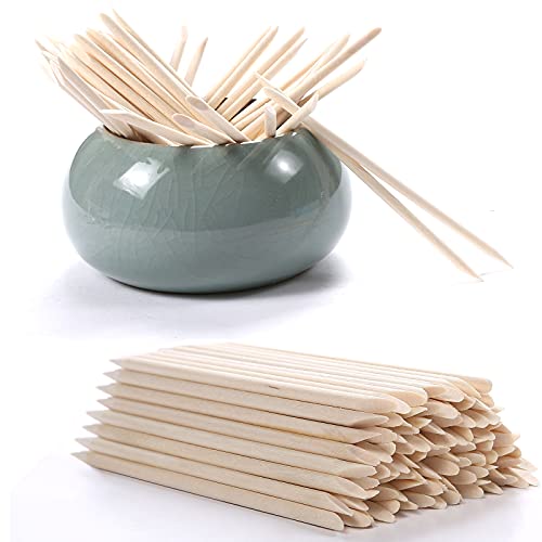 image for 100Pcs Orange Wood Sticks for Nails, HOOMBOOM Double Sided Cuticle Pus