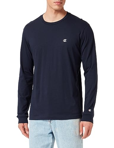 Champion Legacy Basics-L-s Crewneck T-Shirt à Manches Longues pour Homme, Bleu Marine, XXL