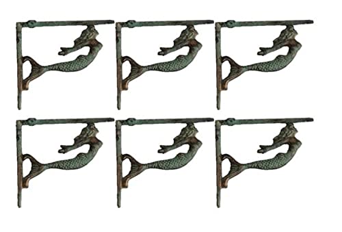 6 Cast Iron Nautical Mermaid Brackets Garden Braces Shelf Bracket Book Beach (6) #TOP5