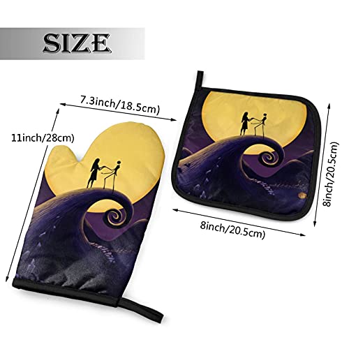 Halloween Christmas Oven Mitts And Pot Holders Sets,Heat Resistant Non Slip Kitchen Gloves Hot Pads With Inner Cotton Layer For Cooking Bbq Baking Grilling #TOP1