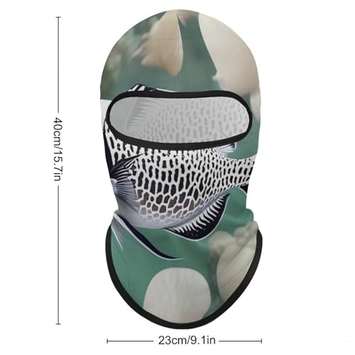 Balaclava para Hombres y Mujeres - Máscara de Esquí Blanca con Diseño de Peces Tropicales - Cubreboca Integral para Ciclismo miniatura 2