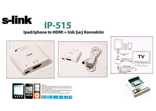 S-link IP-515 Ipad/Iphone to HDMI + Usb Şarj Konnektör