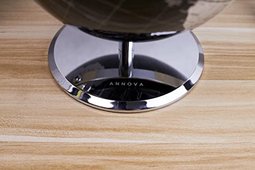 ANNOVA Globo mundial metálico preto – Decoração educacional/geográfica/moderna de mesa – arco e base