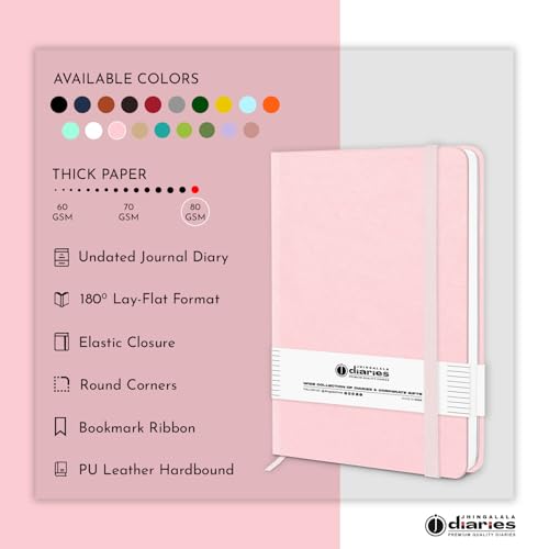 Image of Jhingalala Diaries - Hardbound Leather Cover Pocket Size Corporate Executive Diary Notebook I Pocket Diary For Men and Women I A6 Size I 80gsm Paper I 192 Ruled Pages (Light Pink)