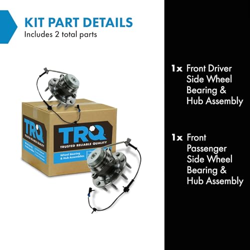 Image of TRQ 2 Piece Front Wheel Bearing and Hub Assembly Set 8-Lug for 2003-2017 Chevrolet Express 2500 Express 3500 2009-2015 4500 GMC Savana 2500 Savana 3500 4500