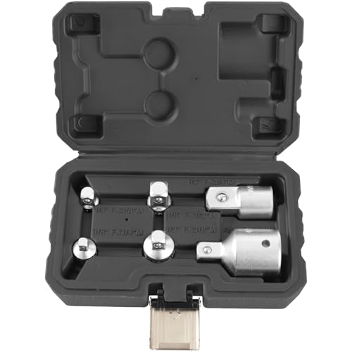 TECPO Steckschlüssel Adapter-Satz 6-tlg. Steckschlüssel-Adapter Set 1/4'', 3/8, 1/2, 3/4'' aus Chrom-Vanadium-Stahl, für Nüsse und Ratschen, matt verchromt, mit Haltekugel Adaptersatz Stecknüsse-Set