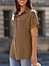 Beautife Womens Short Sleeve Shirts V Neck Collared Button Down Shirt Tops with Pockets Light Brown