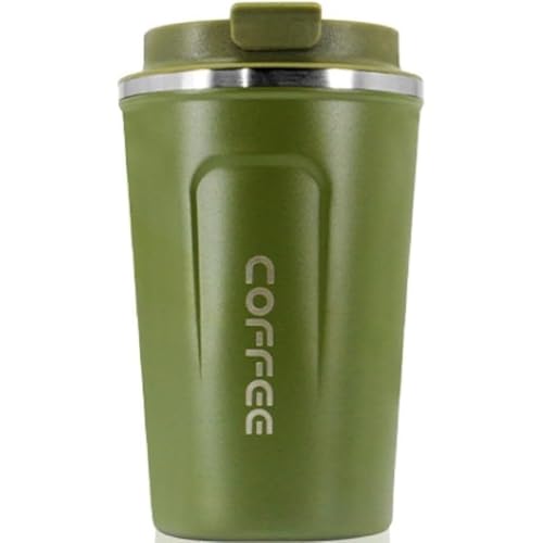 タンブラー コーヒーカップ ステンレス 保温保冷 漏れない 510ml 真空断熱 直飲み コーヒー マグボトル 魔法瓶 水筒 保温ポット おしゃれ かわいい オフィス 通学 通勤 (グリーン,380ml)