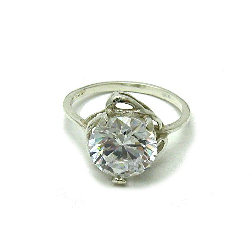 Bague en argent massif 925 Empress solitaire femme avec gros oxyde de zirconium 10mm