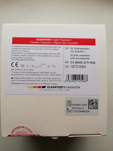 ClearTest light Troponin I, 20 test cassettes with accessories