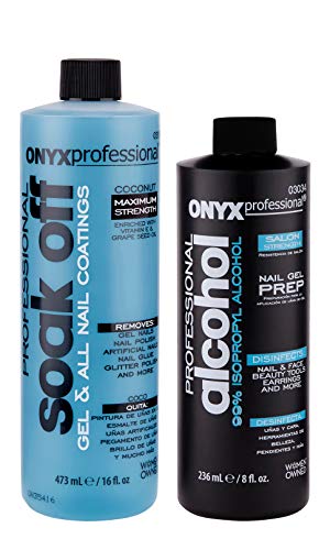 Onyx Professional Shellac & Gel Nail Polish Remover 16oz & 99% Isopropyl Alcohol Nail Prep 8oz Preps & Removes Artificial Nails, Nail Glue, Glitter Polish & More