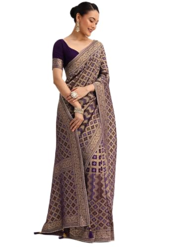 Dhatrika Ethnic purple banarasi silk saree – image 2