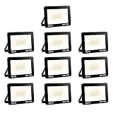10er 50W LED Strahler 6000K Außenleuchte Superhell LED Fluter Außenstrahler Flutlicht IP65 Flutlichtstrahler Scheinwerfer Licht für Garten, Garage,Sportplatz Energieklasse A++