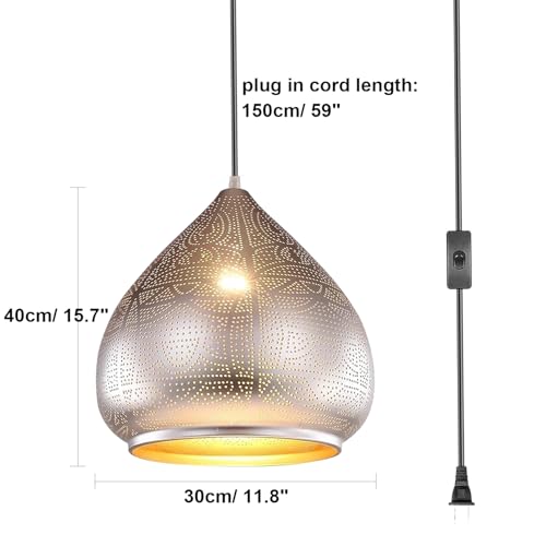 Image of Sliver Pendant Light Plug-in Hanging Lamp fixtures Nordic Style