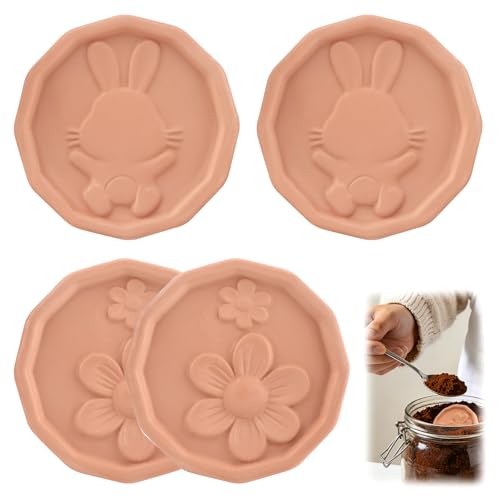 KCMOSGI 4 Pack Terracotta Brown Sugar Saver, Brown Sugar Saver and Softener Disc, Brown Sugar Keeper Disc to Maintain Food Moisture in Storage Container