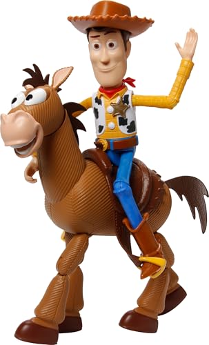 Mattel Disney Pixar Toy Story 4 Movie Set of 2 Action Figures, Collectible Pack Includes with Woody with Removable Hat & Rideable Bullseye - Image 6