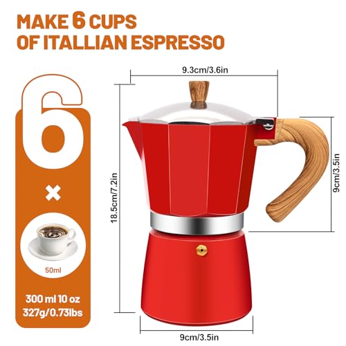 DITOSH 6 Cup Aluminum Espresso Stovetop Moka Pot Express Coffee Maker Percolator Italian Classic Mocha Coffee Machine for Italian and Cuban Cafe Brewing for Home & Camping 300ml 10oz - Image 2