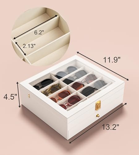 Image of NEWLOOP 20 Slots Sunglass Organizer for Women Men Sunglasses Storage Box for Multiple Pairs of Eyeglass Holder Display Case