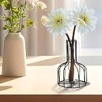 Schwarze Blumenvase mit Metallrahmen 2 Stück, Klares Glas, Reagenzglas, dekorativ, Kleine Knospenvasen, Geschenke für Hochzeitsdekoration Tischblumendekoration, Innendekoration Wohnzimmerdekoration – Bild 4
